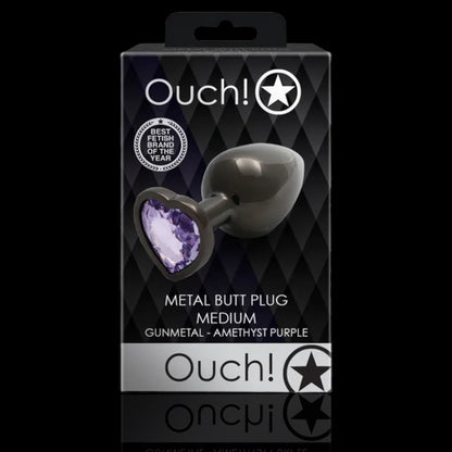 OUCH! Heart Gem Gunmetal Butt Plug